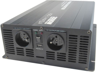 Měnič napětí 24V/230V+USB 2500W trvale, 5000W špička